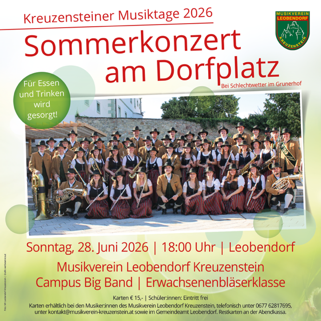Sommerkonzert des Musikverein Leobendorf-Kreuzenstein
